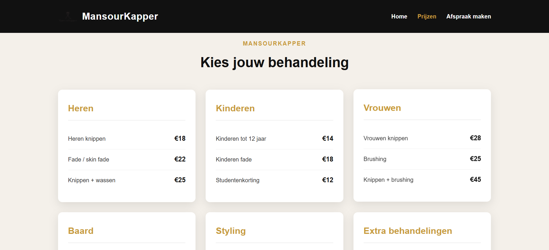 Prijzenpagina van MansourKapper